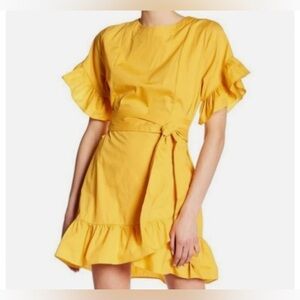 Socialite Mustard Yellow Wrap Ruffle Dress Women’s Size XS